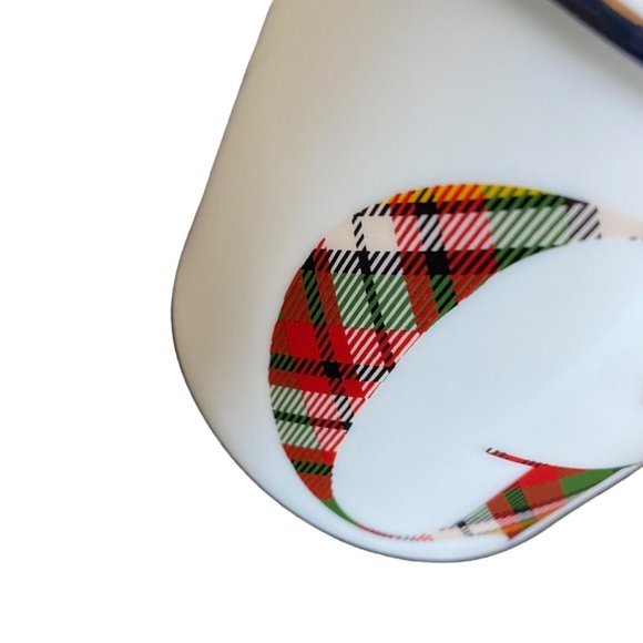 Pottery Barn Plaid Alphabet Stoneware Holiday Initial G Monogram Mug G - Picture 4 of 12
